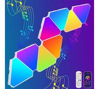 ZONJIE Pannelli luminosi a LED triangolari, Confezione da 8 luci LED triangolari per configurazione di gioco compatibili con Google e Alexa, telecomandata sincronizzazione con musica (Parete déco, 8)