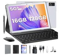 ZONKO Tablet 2025, tablet da 10 pollici, 16 GB RAM+128 GB ROM/TF 1TB, 5 G+2,4 G, 8 core 2,0 GHz, 8000 mAh, 13 MP+8 MP, tablet PC Android Tablet con tastiera penna, 1080 FHD, GPS GMS Tablet Argento
