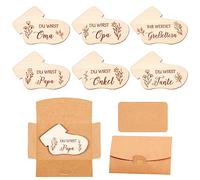 Zonon 18 Pezzi Set di Regali per Annuncio di Gravidanza per Nonni e Zii Include 6 Targhette in Legno a Forma di Calzino 6 Biglietti e 6 Buste Regali di Ricordo per Oma Opa Papa Onkel Tante Grobeltern