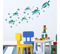 Zonon Decalcomania Tartaruga di Mare Stella Marina Conchiglia in Vinile | Decorazione da Parete Blu Chiaro, Con Stella Marina Conchiglia, Adesivo in Vinile, Per Casa Ufficio Soggiorno Bagno