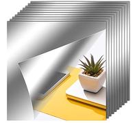 Zonon Fogli Flessibili a Specchio Piastrelle Autoadesive Non in Vetro a Specchi Adesivi a Specchi per Decorazioni Murali Domestiche (10, 6 x 6 Pollici)