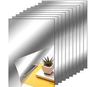 Zonon Fogli Flessibili a Specchio Piastrelle Autoadesive Non in Vetro a Specchi Adesivi a Specchi per Decorazioni Murali Domestiche (10 Pezzi, 6 x 9 Pollici)
