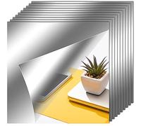 Zonon Fogli Flessibili a Specchio Piastrelle Autoadesive Non in Vetro a Specchi Adesivi a Specchi per Decorazioni Murali Domestiche (10, 7.9 x 7.9 Pollici)