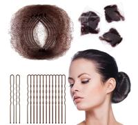 Zonon Set di 50 retine per capelli invisibili, 40 pezzi, a forma di U, 70 cm, colore marrone, per chignon, confezione individuale, cuscinetto invisibile e soffice per chignon, dormire, donne e