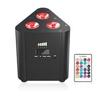 ZonQoonz Par LED RGBW Ricaricabile con 4400mAh Batteria, 3 LED Luci da Discoteca Supporto Telecomando /DMX Controllo per Matrimonio Discoteca DJ Disco