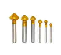 ZONSHJDKR 6 frese for smussatura a 90 Gradi HSS/HSS-Coat, Fresa for a 3 Taglienti, Utensili for Trapano svasatore(Red)