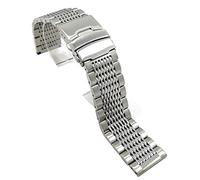 ZONSHJDKR Cinturino dell'orologio Cinturini for Orologi da 18 mm, 20 mm, 22 mm, 24 mm, in Acciaio Inossidabile, con Fibbia Nera e Argento, Cinturini for Orologi da Polso Classici(Silver_22mm)