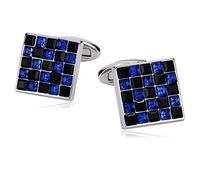 ZONSHJDKR Gemelli Gemelli da Uomo Vintage con Motivo a Reticolo Quadrato, Classici in Acciaio Inossidabile, for Camicia, Accessori for Abiti da Uomo