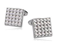 ZONSHJDKR Gemelli Gemelli da Uomo Vintage con Motivo a Reticolo Quadrato, Classici in Acciaio Inossidabile, for Camicia, Accessori for Abiti da Uomo