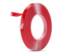 ZONSHJDKR Nastro Biadesivo, Nastro Biadesivo Resistente, Adesivo, antitraccia, Trasparente, Rosso, 3/6/12 m, Autoadesivo, Adesivi murali for la casa(15mm,3Meters- (1roll))