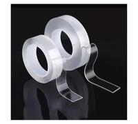 ZONSHJDKR Nastro Biadesivo, Nastro Biadesivo Trasparente Forte, Nastro Adesivo Riutilizzabile, Adesivi murali Super Resistenti(1m X 3cm)