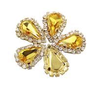 ZONSHJDKR Strass 20 Pezzi/Sacchetto Bottoni in Cristallo con Base in Oro e Strass da Cucire for Fai Te/Accessori for Abbigliamento(Golden Yellow)