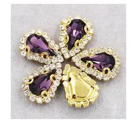 ZONSHJDKR Strass 20 Pezzi/Sacchetto Bottoni in Cristallo con Base in Oro e Strass da Cucire for Fai Te/Accessori for Abbigliamento(Deep Purple)