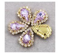 ZONSHJDKR Strass 20 Pezzi/Sacchetto Bottoni in Cristallo con Base in Oro e Strass da Cucire for Fai Te/Accessori for Abbigliamento(Violet)