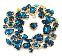 ZONSHJDKR Strass 50 Pezzi/Sacchetto di Forme Miste da Cucire su Cristalli Vetro con Strass, Fai Te, Decorazione for Abiti/Scarpe/Vestiti Sposa(Ink Blue)