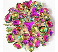 ZONSHJDKR Strass 50 Pezzi/Sacchetto di Forme Miste da Cucire su Strass Vetro con Fibbia in Cristallo Dorato, Accessori for Decorazioni Matrimonio Fai Te(Multicolored)