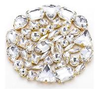 ZONSHJDKR Strass 50 Pezzi/Sacchetto di Forme Miste da Cucire su Strass Vetro con Fibbia in Cristallo Dorato, Accessori for Decorazioni Matrimonio Fai Te(White Gold)