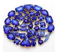 ZONSHJDKR Strass 50 Pezzi/Sacchetto di Forme Miste da Cucire su Strass Vetro con Fibbia in Cristallo Dorato, Accessori for Decorazioni Matrimonio Fai Te(Sapphire Blue)