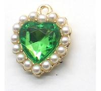 ZONSHJDKR Strass Bottoni di Perle Artigianali, Bottoni da Cucire, 10 Pezzi in Lega a Forma Cuore con Gancio for Abbigliamento Strass Ciondolo Fai Te Accessori for Capelli manuali Decorativi(Green)