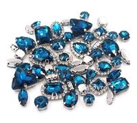 ZONSHJDKR Strass Confezione da 50 Pezzi, Mix di Dimensioni e Forme, Catene a Tazza, Pietre Cristallo, incastonate, Strass in Vetro, Accessori for Abbigliamento Cucito(Peacock Blue)