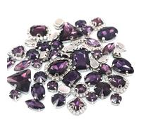 ZONSHJDKR Strass Confezione da 50 Pezzi, Mix di Dimensioni e Forme, Catene a Tazza, Pietre Cristallo, incastonate, Strass in Vetro, Accessori for Abbigliamento Cucito(Deep Purple)