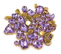 ZONSHJDKR Strass Fai da Te Fatto a Mano all'Ingrosso 50 Pezzi/Sacchetto di Pietre Cristallo Forme Miste incastonate in Vetro Strass Cucire su Borse/Scarpe/Vestiti(Crystal Violet)