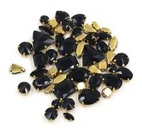 ZONSHJDKR Strass Fai da Te Fatto a Mano all'Ingrosso 50 Pezzi/Sacchetto di Pietre Cristallo Forme Miste incastonate in Vetro Strass Cucire su Borse/Scarpe/Vestiti(Black)