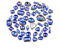 ZONSHJDKR Strass Pietre di Cristallo Colorate in Vetro con Retro Piatto Multiforme e Dimensioni variabili, da Cucire, for la Decorazione Abiti Sposa(Black Diamond Ab,60Pcs)