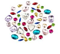 ZONSHJDKR Strass Pietre di Cristallo Colorate in Vetro con Retro Piatto Multiforme e Dimensioni variabili, da Cucire, for la Decorazione Abiti Sposa(Lt Mix Color,60Pcs)