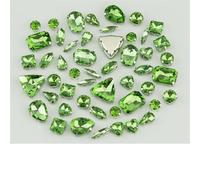 ZONSHJDKR Strass Pietre di Cristallo Colorate in Vetro con Retro Piatto Multiforme e Dimensioni variabili, da Cucire, for la Decorazione Abiti Sposa(Peridot,60Pcs)