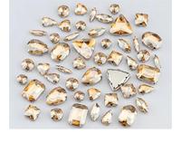 ZONSHJDKR Strass Pietre di Cristallo Colorate in Vetro con Retro Piatto Multiforme e Dimensioni variabili, da Cucire, for la Decorazione Abiti Sposa(Golden Shadow,30Pcs)