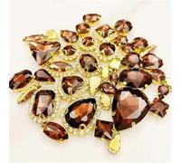 ZONSHJDKR Strass Strass di Cristallo in Vetro, 58 Pezzi, Forme Miste, Fondo Dorato, Accessori da Cucito, Uso for Ricamo, for Abbigliamento Fai Te(Wine Red)