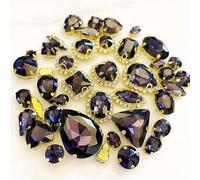 ZONSHJDKR Strass Strass di Cristallo in Vetro, 58 Pezzi, Forme Miste, Fondo Dorato, Accessori da Cucito, Uso for Ricamo, for Abbigliamento Fai Te(Deep Purple)