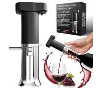 ZONSUSE Aeratore e Versatore Elettrico per Vino, Decanter per Vino 3 in 1, Sistema di Conservazione del Vino, Conserva il Vino 10+ Giorni, Regalo Perfetto per Amanti del Vino (Nero Argento)