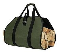 ZONSUSE Borsa per Legna da Ardere in Tela Impermeabile, Borsa Portatile per Legna, Sacca Pieghevole da Camino, Borsa porta Legna per Camino con Maniglie, per Stufe, Campeggio, Spiaggia (Verde)