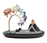 ZONSUSE Bruciatore di Incenso Chakra del Paesaggio, Brucia Incenso a Riflusso con Albero di Cristallo, Porta Incenso Ceramica da Paesaggio, per Aromaterapia Regalo Arredamento Casa (Hill Chakra)