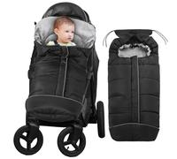ZONSUSE Sacco Termico Passeggino Universale, Coprigambe Passeggino Universale con Banda Riflettente, Sacco Passeggino Invernale Staccabile Cerniera e Coulisse Regolabile, Lavabile (Nero 1)