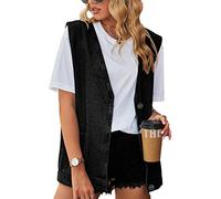 Zontroldy Gilet in jeans da donna oversize senza maniche con bottoni in denim gilet in jeans giacca shacket, 03 Nero, Medium