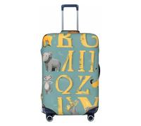 Zoo Alfabeto Stampa Animale Alla Moda Valigia Copertura Personalizzata Protezione Bagagli per Viaggi e Affari, Nero , L