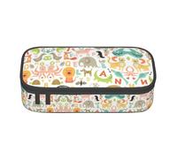 Zoo Alphabet Animal - Astuccio portatile per la scuola, con cerniera, ad alta capacità, robusto, multifunzionale, per bambini, Nero , Taglia unica, Organizer per borse