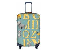 Zoo Alphabet Animal Print Copertura protettiva per valigia, lavabile, da viaggio, con cerniera nascosta, bianco, S