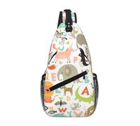 Zoo Alphabet Animal Sling Chest Bag - Zaino sottile per uomo e donna, leggero, borsa a tracolla da viaggio casual