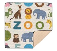 Zoo Animal Alphabet Art - Tappetino antiscivolo per bambini, per interni ed esterni, comodo e traspirante, per neonati, 127 x 127 cm
