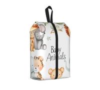 Zoo Animal Borsa per scarpe da viaggio a forma di elefante, impermeabile, con manico con cerniera, custodia leggera per valigia e palestra, si ripiega piatta per l'imballaggio, Animale dello zoo, 22 x
