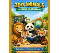 Zoo Animals Learning & Coloring Book: Big Easy Pictures + Fun Animal Facts for Kids Ages 4-7