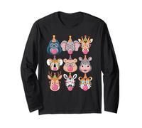 Zoo Animals Wildlife Safari Jungle Birthday Party Boys Girls Maglia a Manica