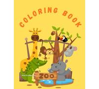 ZOO - Large coloring book for children with text: Large coloring book with animals for little boys and girl.