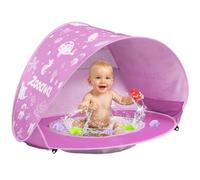 Zooawa Tenda da Spiaggia per Bebè, Tenda da Spiaggia Ombrellone, Portatile Pop Up Tenda con Mini Piscina Riparo Solare per Neonati con Protezione UV e set di Giocattoli di Sabbia, Rosa