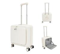 Zoobotanica Valigetta rigida in ABS con 4 ruote a 360° e lucchetto a combinazione, supporto per cellulare e portabicchieri, 45 x 24 x 41 cm, bianco, 45 x 24 x 41cm, Trolley rigido con ruote girevoli