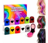 zoocco 12-Color Temporary Hair Chalk Styling Applicator Set for Girls | Vibrant Clamp-On Applicators Create Temporary Highlights, Streaks and Costume Looks, Washes Out Easily Great for Parties